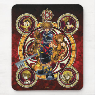 Kingdom Hearts II Gold Stained Glass Key Art Mouse Pad