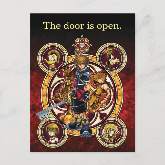 Kingdom Hearts II | Gold Stained Glass Key Art Postcard (Front)