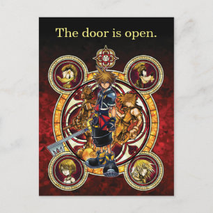 Kingdom Hearts II Gold Stained Glass Key Art Postcard