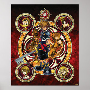 Kingdom Hearts II   Gold Stained Glass Key Art Poster
