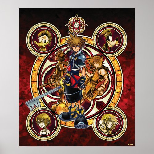 Kingdom Hearts II  Gold Stained Glass Key Art Poster