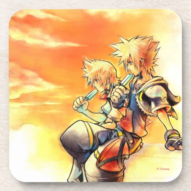 Kingdom Hearts II | Roxas & Sora Eating Ice Pops Beverage Coaster (Front)