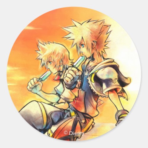 Kingdom Hearts II  Roxas  Sora Eating Ice Pops Classic Round Sticker