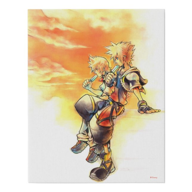 Kingdom Hearts II | Roxas & Sora Eating Ice Pops Faux Canvas Print (Front)