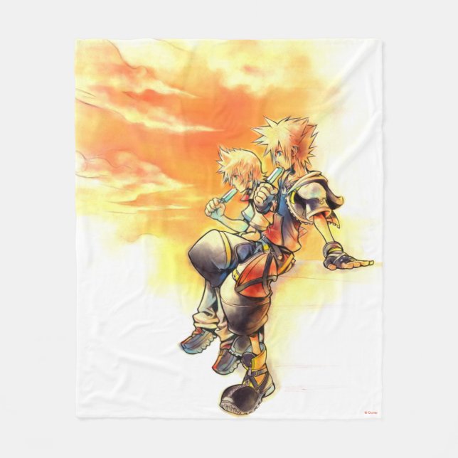 Kingdom Hearts II | Roxas & Sora Eating Ice Pops Fleece Blanket (Front)