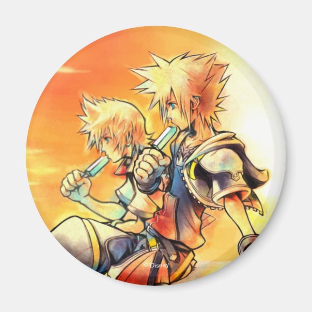 Kingdom Hearts II | Roxas & Sora Eating Ice Pops Magnet (Front)