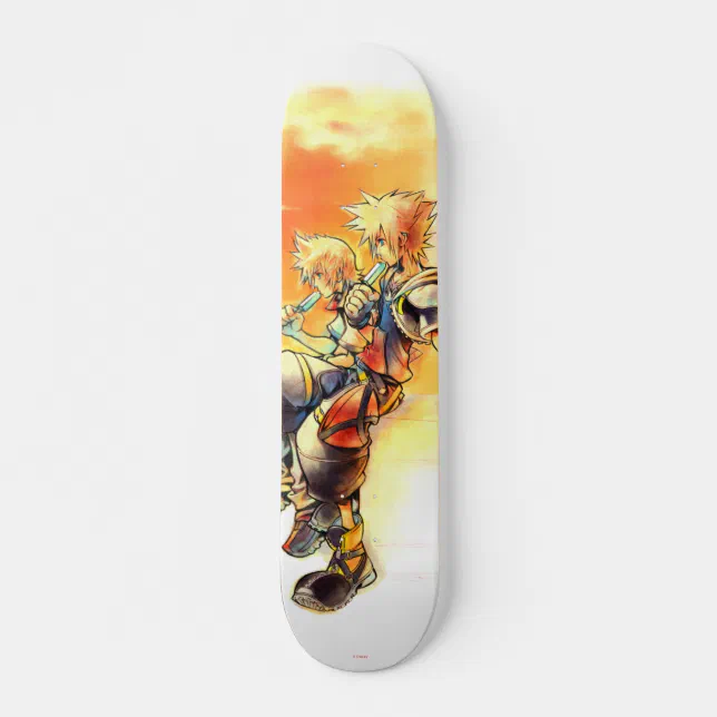 Kingdom Hearts II | Roxas & Sora Eating Ice Pops Skateboard | Zazzle