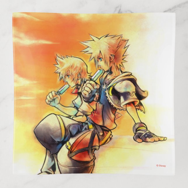 Kingdom Hearts II | Roxas & Sora Eating Ice Pops Trinket Tray (Front)