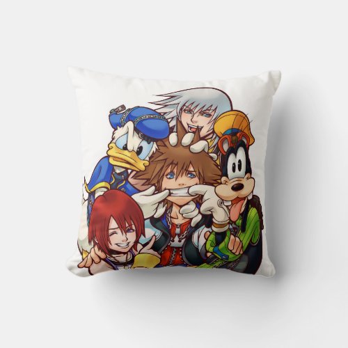 Kingdom Hearts  Main Cast Illustration Throw Pillow