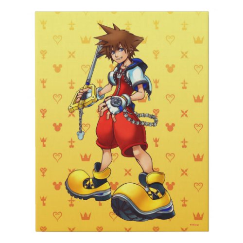 Kingdom Hearts  Sora Character Illustration Faux Canvas Print