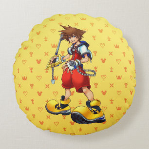 Kingdom Hearts Sora Character Illustration Round Pillow