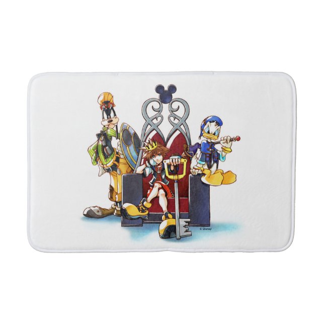 Kingdom Hearts | Sora, Donald, & Goofy On Throne Bath Mat (Front)