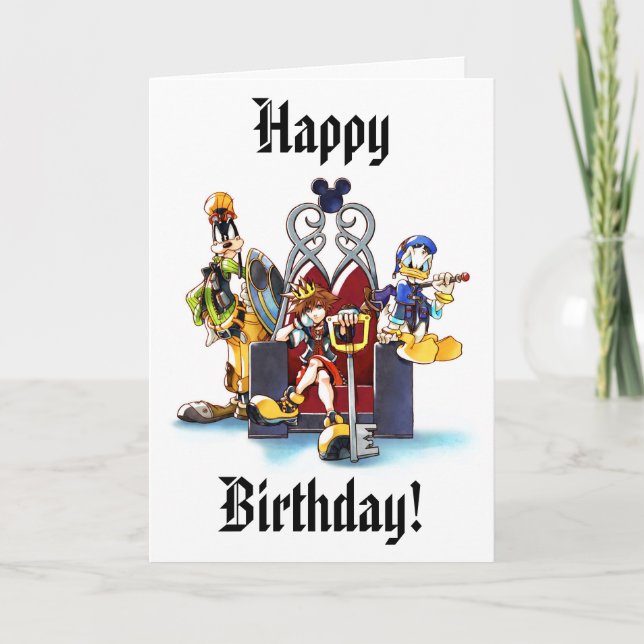 Kingdom Hearts | Sora, Donald, & Goofy On Throne Card (Front)