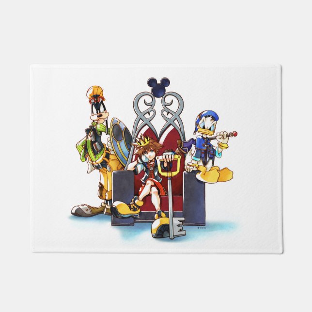 Kingdom Hearts | Sora, Donald, & Goofy On Throne Doormat (Front)
