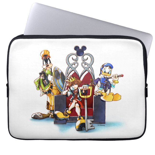 Kingdom Hearts | Sora, Donald, & Goofy On Throne Laptop Sleeve (Front)