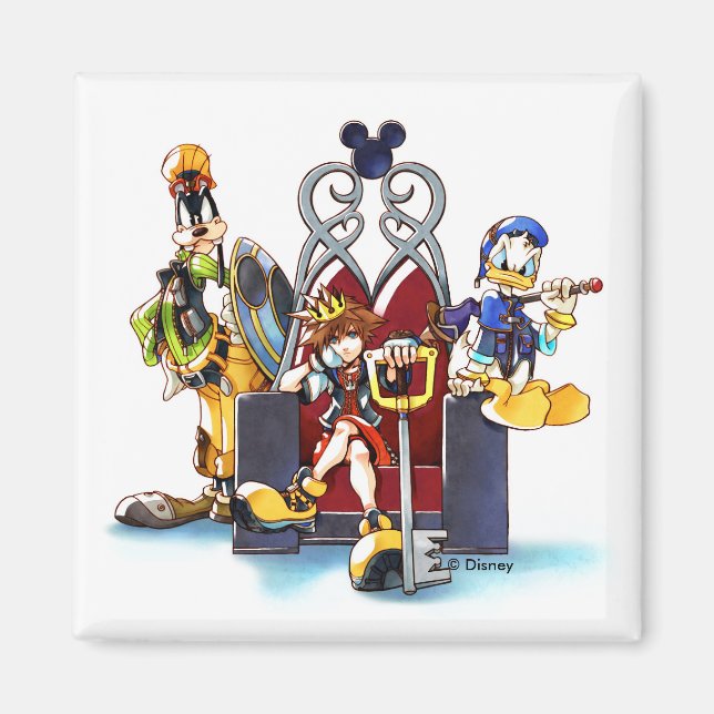 Kingdom Hearts | Sora, Donald, & Goofy On Throne Magnet (Front)