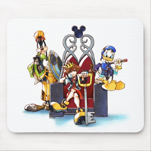Kingdom Hearts  Sora Donald  Goofy On Throne Mouse Pad