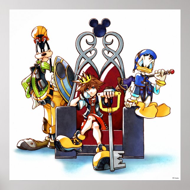 Kingdom Hearts | Sora, Donald, & Goofy On Throne Poster (Front)