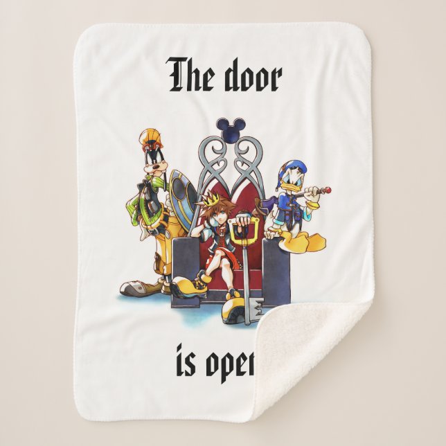 Kingdom Hearts | Sora, Donald, & Goofy On Throne Sherpa Blanket (Front)