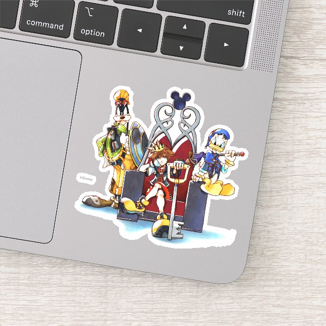 Kingdom Hearts | Sora, Donald, & Goofy On Throne Sticker (Detail)