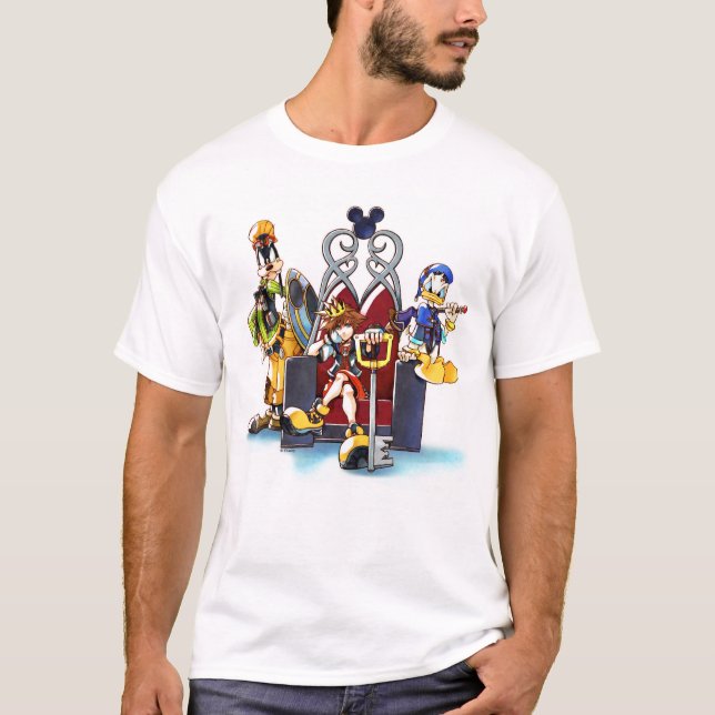 Kingdom Hearts | Sora, Donald, & Goofy On Throne T-Shirt (Front)