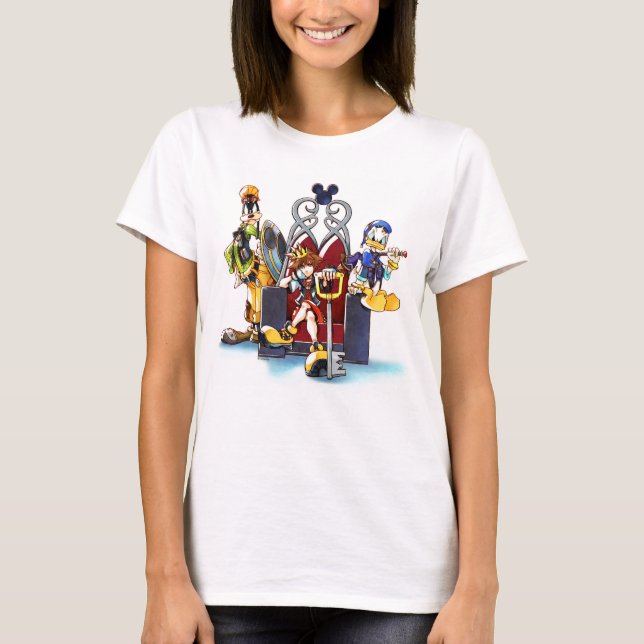 Kingdom Hearts | Sora, Donald, & Goofy On Throne T-Shirt (Front)