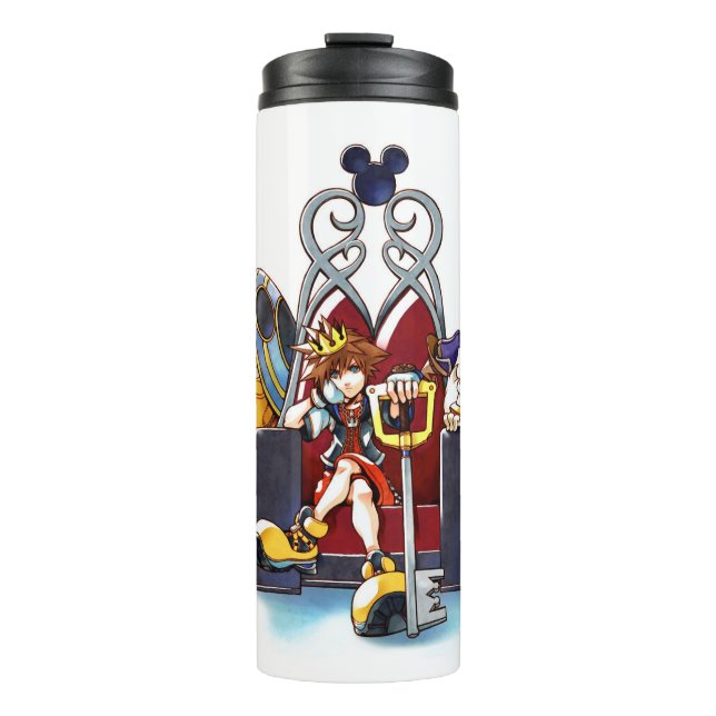 Kingdom Hearts | Sora, Donald, & Goofy On Throne Thermal Tumbler (Front)