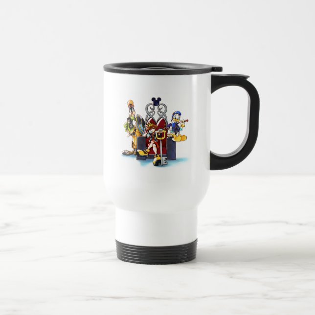 Kingdom Hearts | Sora, Donald, & Goofy On Throne Travel Mug (Right)