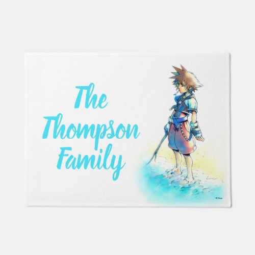 Kingdom Hearts  Sora On Beach Watercolor Doormat