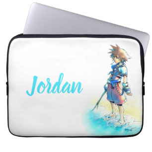 Kingdom Hearts Sora On Beach Watercolor Laptop Sleeve