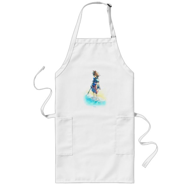 Kingdom Hearts | Sora On Beach Watercolor Long Apron (Front)