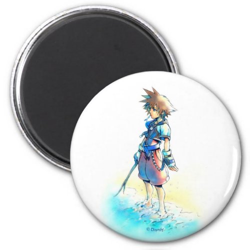 Kingdom Hearts  Sora On Beach Watercolor Magnet