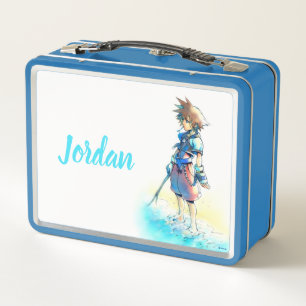 Kingdom Hearts Sora On Beach Watercolor Metal Lunch Box