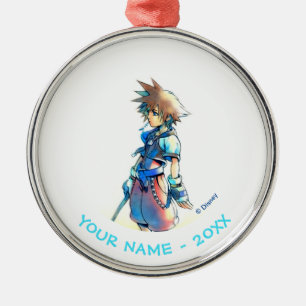 Kingdom Hearts   Sora On Beach Watercolor Metal Ornament