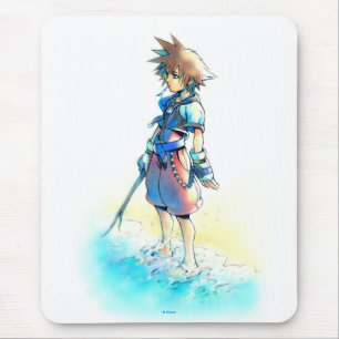 Kingdom Hearts   Sora On Beach Watercolor Mouse Pad