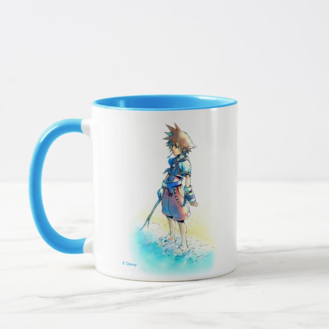 Kingdom Hearts | Sora On Beach Watercolor Mug (Left)