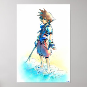 Kingdom Hearts   Sora On Beach Watercolor Poster