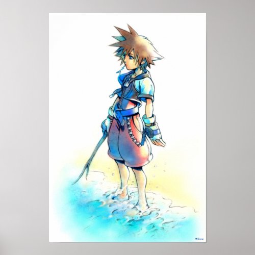 Kingdom Hearts  Sora On Beach Watercolor Poster