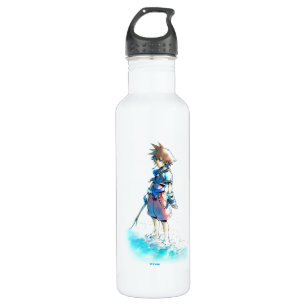 Kingdom Hearts Sora On Beach Watercolor Stainless Steel Water Bottle