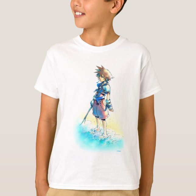 Kingdom Hearts | Sora On Beach Watercolor T-Shirt (Front)