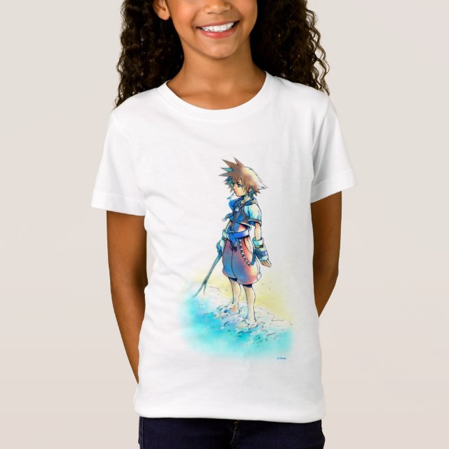 Kingdom Hearts | Sora On Beach Watercolor T-Shirt (Front)