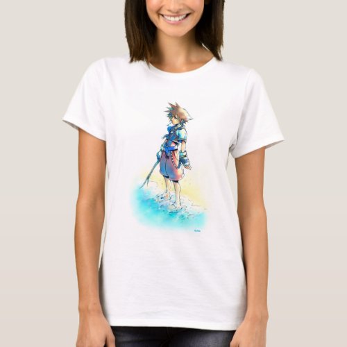 Kingdom Hearts  Sora On Beach Watercolor T_Shirt