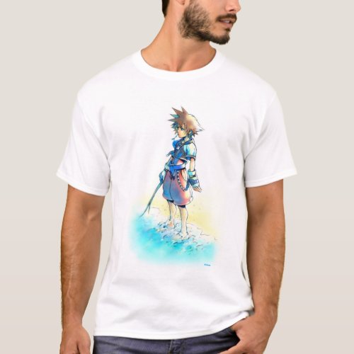 Kingdom Hearts  Sora On Beach Watercolor T_Shirt