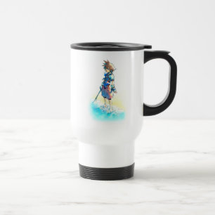 Kingdom Hearts Sora On Beach Watercolor Travel Mug