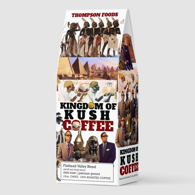 KINGDOM KUSH Coffee, 12oz Bag, Dark Roast, Flath Roasted Coffee (Front)