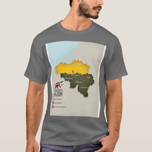 Kingdom of Belgium beautiful map T_Shirt