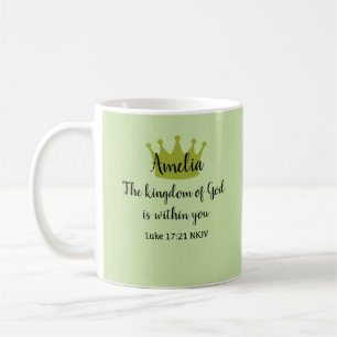 Kingdom of God Bible Verse Name and Crown Green Coffee Mug