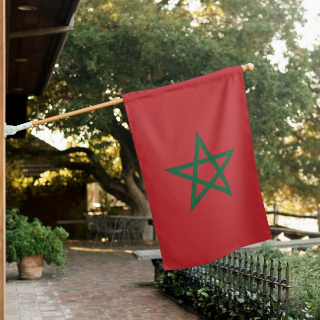 Kingdom Of Morocco Flag Red Green Star Moroccan (In SItu)