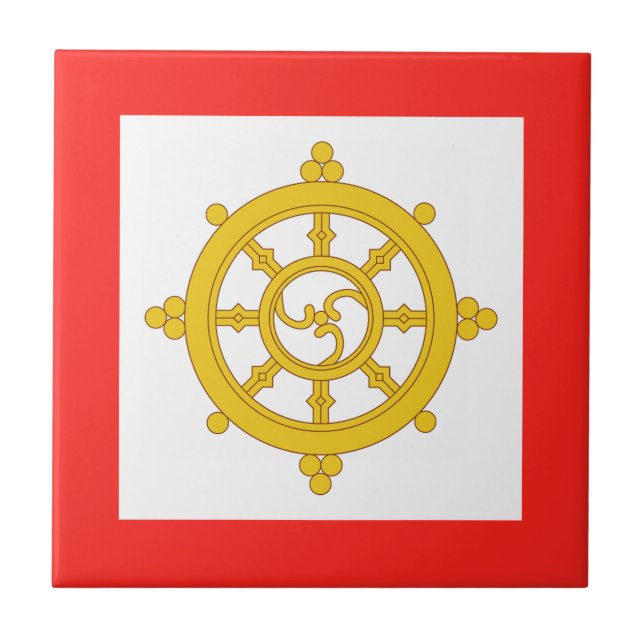 Kingdom of Sikkim Flag Ceramic Tile (Front)
