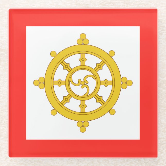 Kingdom of Sikkim Flag Glass Coaster (Front)